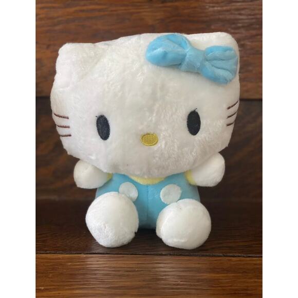 8" Blue Yellow PLUSH HELLO KITTY Stuffed Doll Cat Kitten Animal Toy - Picture 1 of 8